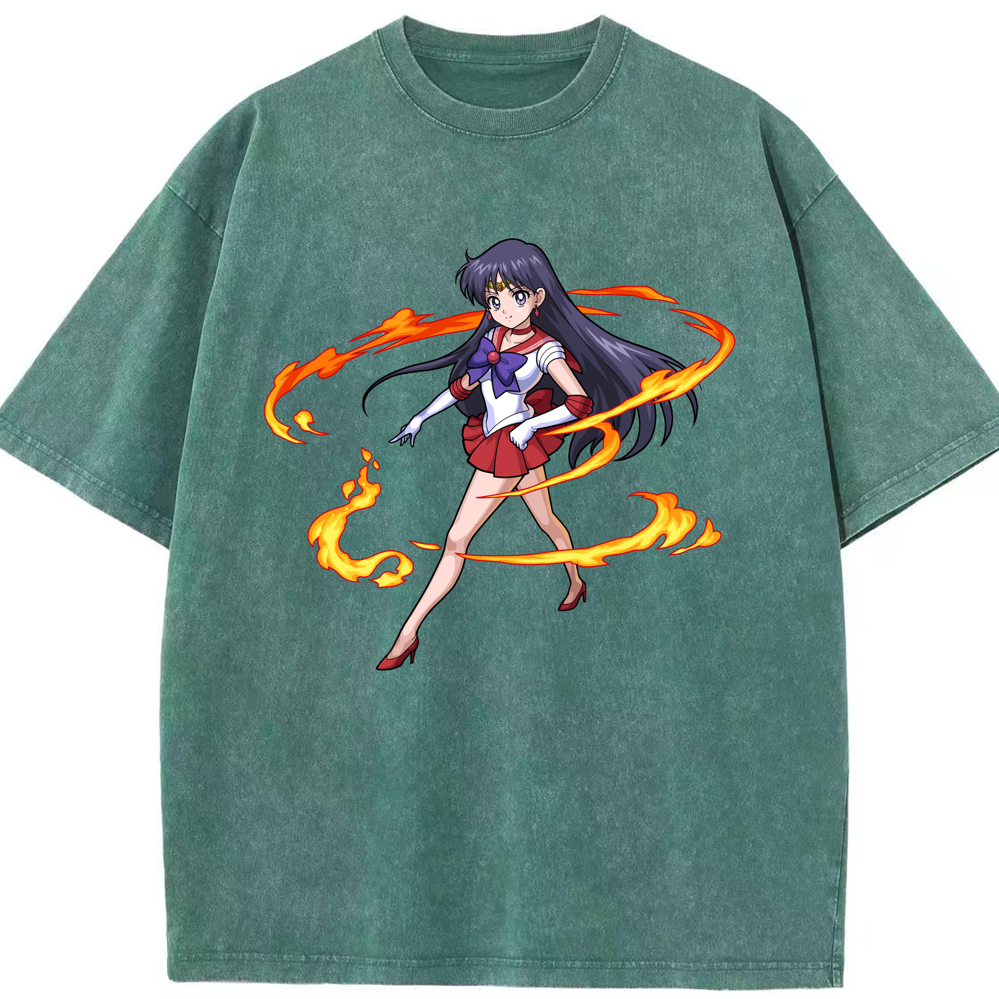 （画像用） 美少女戦士セーラームーン 火野レイ ひの レイ Sailor Moon Hino Rei （セーラーマーズ,Sailor Mars） 綿100% ヴィンテージ風 半袖Tシャツ（フロントプリント）